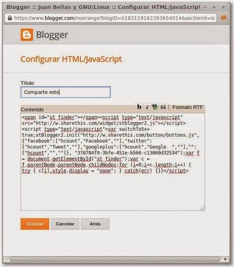 Cambiar los botones de compartir en Blogger