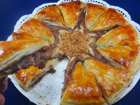 Estrella de hojaldre dos nutellas