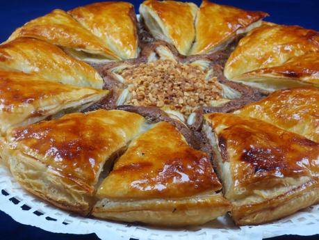 Estrella de hojaldre dos nutellas