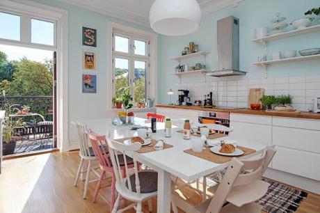 Decoración en blanco con toques neón y pastel pisos nórdicos decoración estilo femenino nórdico decoración muebles ikea Decoración en blanco con toques neón y pastel decoración de cocinas comedor pastel cocinas nórdicas cocinas blancas modernas blog decoración de interiores