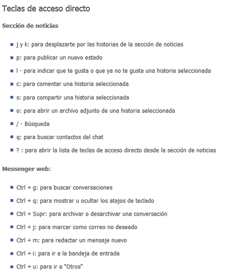 teclas de acceso directo Facebook Los atajos de teclado en Twitter, Google + y Facebook para moverte más rápido