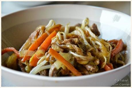 Wok de Ternera y Berenjena con Arroz Jazmín