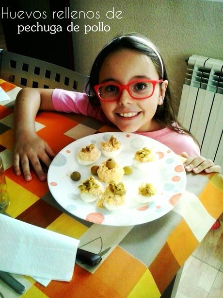 Huevos rellenos con pechuga de pollo