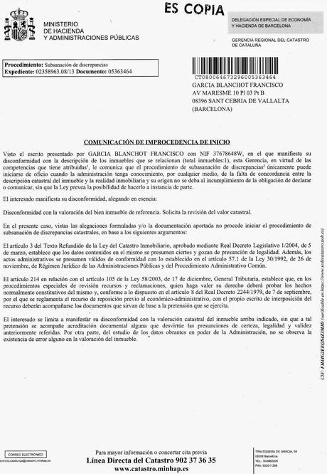 LA OFICINA DEL CATASTRO recibe quejas en Sant Cebriá de Vallalta, España