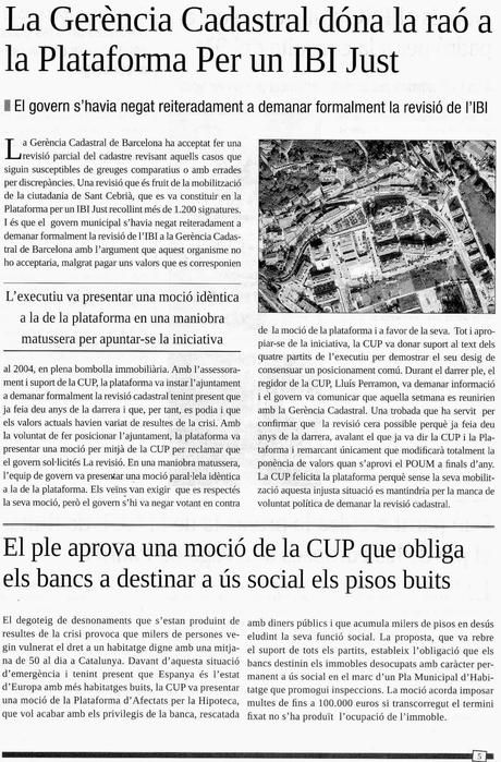 LA OFICINA DEL CATASTRO recibe quejas en Sant Cebriá de Vallalta, España