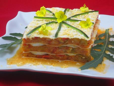 Lasaña de pisto, atún y huevo olla GM