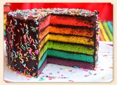 Receta de Pastel Arcoiris pastel arcoiris con betun de chocolate