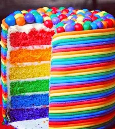Receta de Pastel Arcoiris foto de pastel de colores