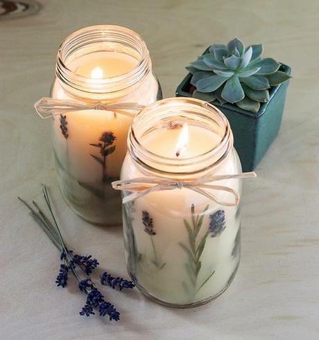 Diy velas aromáticas de lavanda en botes de cristal6