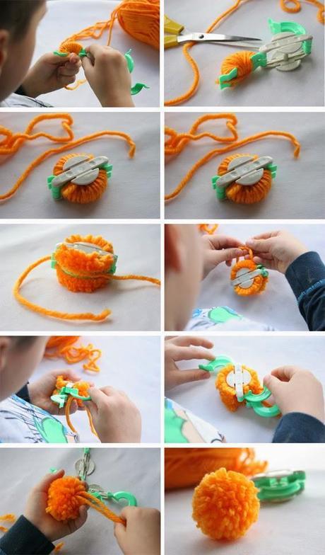 Como hacer muñecos con pompones de lana - Técnicas para hacer pompones - Manualidad2