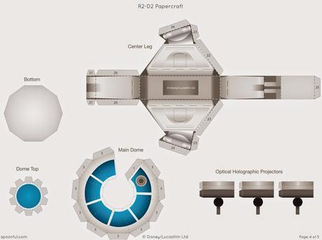 Descargable imprimible de R2-D2 de la saga de Star Wars para maqueta 3d-4