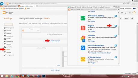 crear un menu en blogger, añadir gadget 