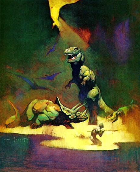 Fusilando sin piedad: Tyrannosaurus VS. Triceratops after Frazetta