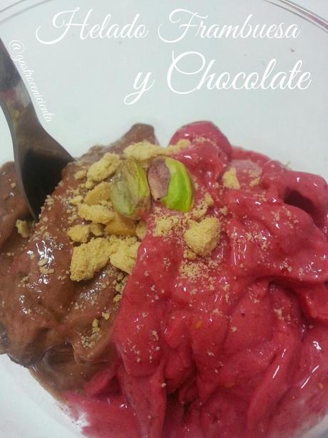 Helado Vegano de Cacao y Frambuesa (a base de plátano)