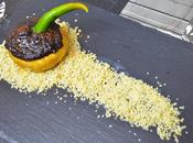 Champiñón relleno morcilla tierra piñones