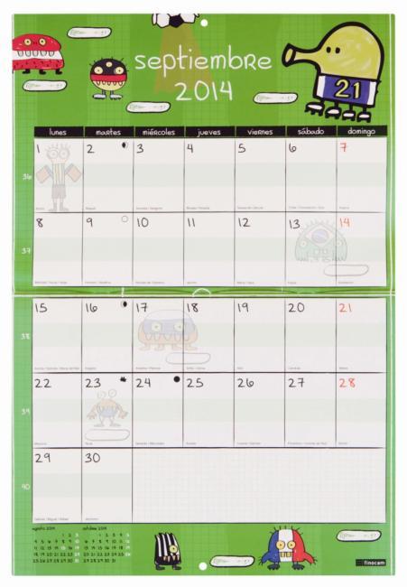 ¡Nuevo concurso! Sorteamos 5 lotes de 3 calendarios familiares Finocam septiembre doodle jump