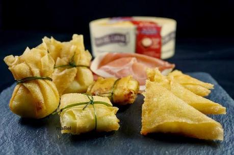 Delicias extremeñas - paquetitos y triangulos de jamon y queso
