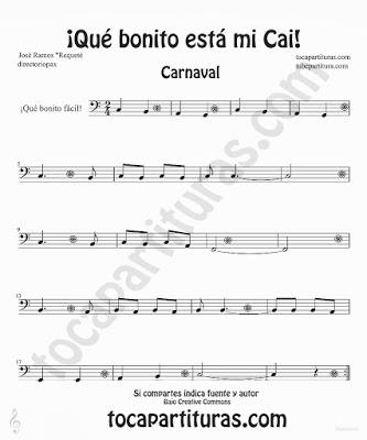 Tubepartitura Qué Bonito está mi Cai partitura Fácil del tema de la mítica Chirigota del Carnaval de Cadiz El Profesor Majareta y los Niños Probeta