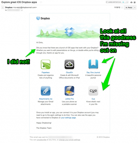 Dropbox Email Marketing - Encontrado en el Blog Getvero - Social With It - Social Media Blog
