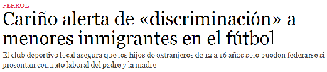 Discriminación de inmigrantes futbolistas en equipos modestos: De la queja del C.D. Cariño a una triste realidad legislada