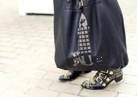 street style barbara crespo color block dress 6ks marc by marc jacobs bag mango leather jacket fashion blogger outfit blog de moda
