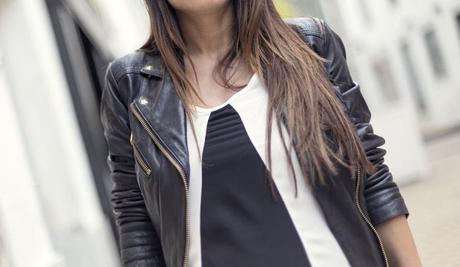 street style barbara crespo color block dress 6ks marc by marc jacobs bag mango leather jacket fashion blogger outfit blog de moda