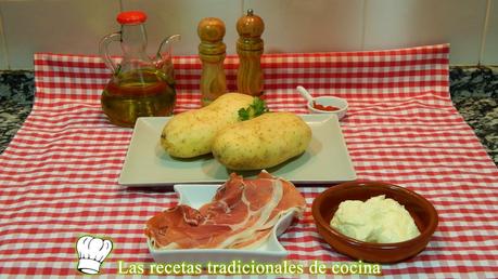 Receta de patatas al horno con jamón y ajoaceite
