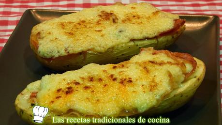 Receta de patatas al horno con jamón y ajoaceite