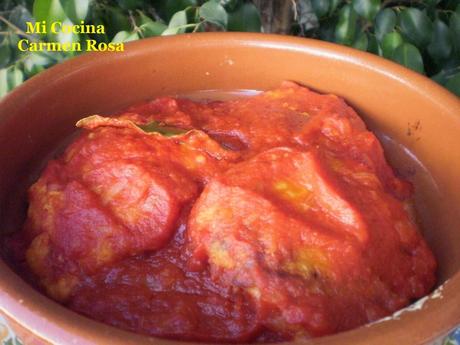 BACALAO REBOZADO EN SALSA DE TOMATE CON SU GELATINA AL HORNO