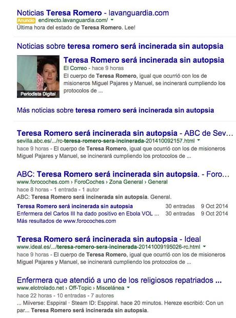 Búsqueda en Google del 10 de octubre de 2014 a las 7:30 de la mañana