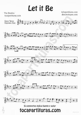 Tubepartitura Let it Be de The Beatles partitura para Saxofón Tenor y Soprano canción del famoso grupo de Liverpool