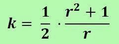 k = 1/2 (r^2+1) / r