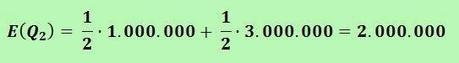 Cálculo de la ganancia estimada E(Q2) = 1/2 (1.000.000) + 1/2 (3.000.000) = 2.000.000