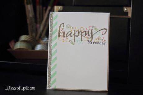 Silver-mint happy birthday card / Tarjeta de cumpleaños color plata y menta