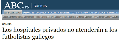 Los futbolistas gallegos se quedan sin Asistencia Sanitaria, comunica AHOSPGAL