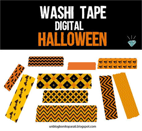 Freebies: Washi tape digital halloween