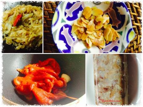 Tosta de medallones de manitas con piquillo y almendras 6 Fotor