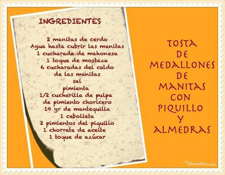 Tosta de manitas de cerdo con piquillo y almendras_ingredientesFotor