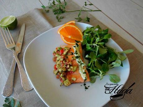 Porcion de salmón con citricos