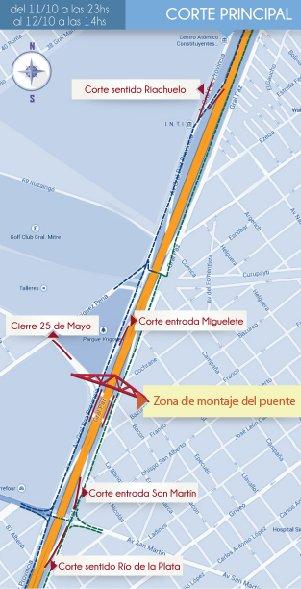 Cortarán la avenida General Paz para colocar un puente metálico