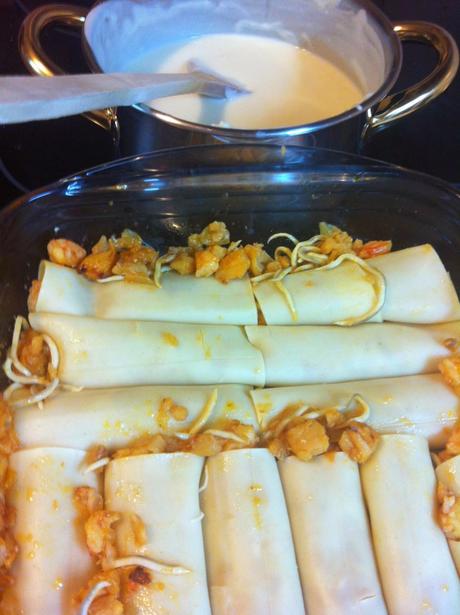Canelones De Merluza, Langostinos Y Gulas