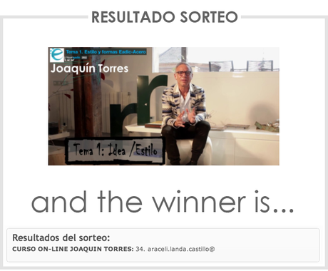 Resultado del sorteo: CURSO DECORACIÓN JOAQUIN TORRES
