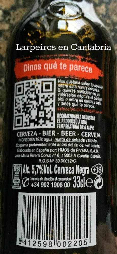 Cerveza Negra Estrella Galicia Selección