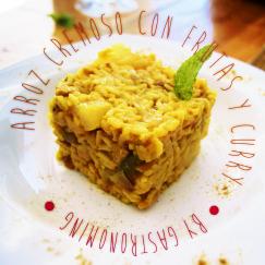 arroz cremoso con pavo, frutas y curry