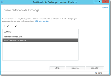 solicitud de certificado para Exchange 2013