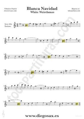 Tubepartitura Blanca Navidad partitura para Saxofón Alto y Barítono villancico suave de Navidad