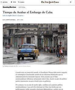 The New York Times exige fin de bloqueo contra Cuba