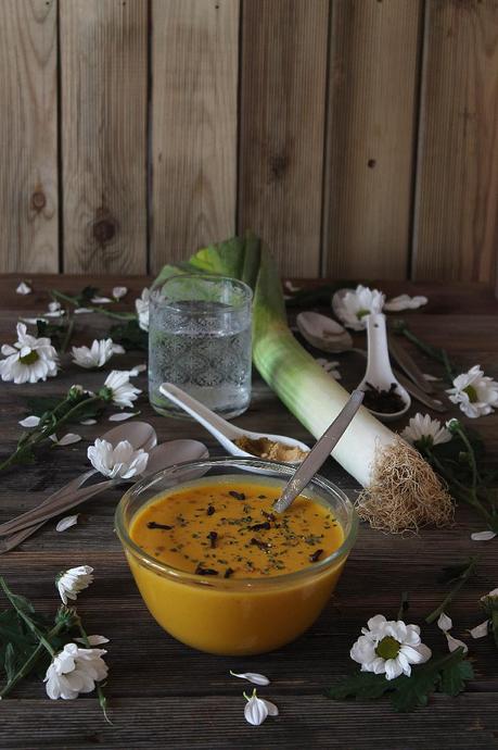 Crema especiada de calabaza y zanahoria