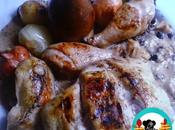 Asado pollo cebolletas