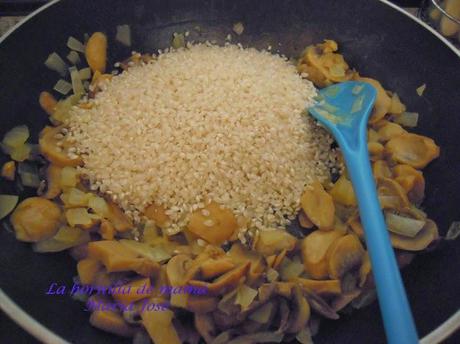 Arroz con setas (o champiñones) y nata